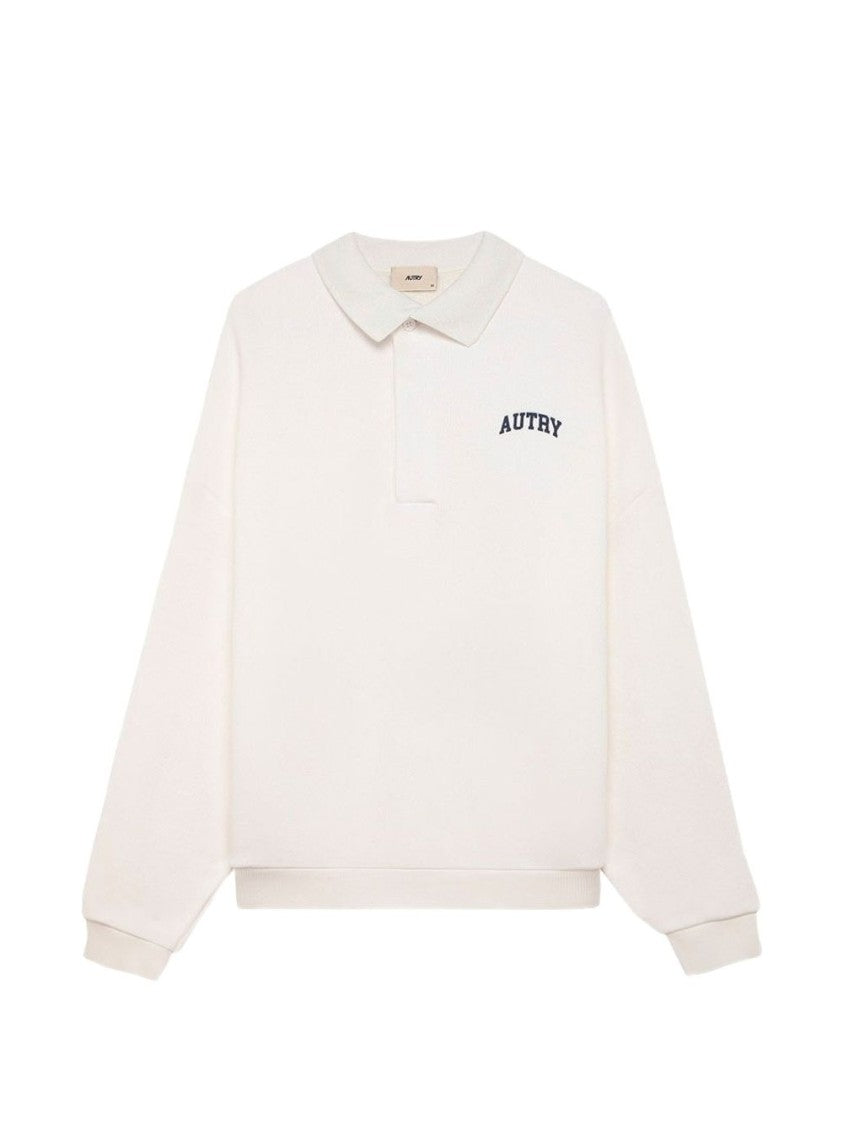 Autry Crew Neck Knit Sweatshirt With Ribbed Detail