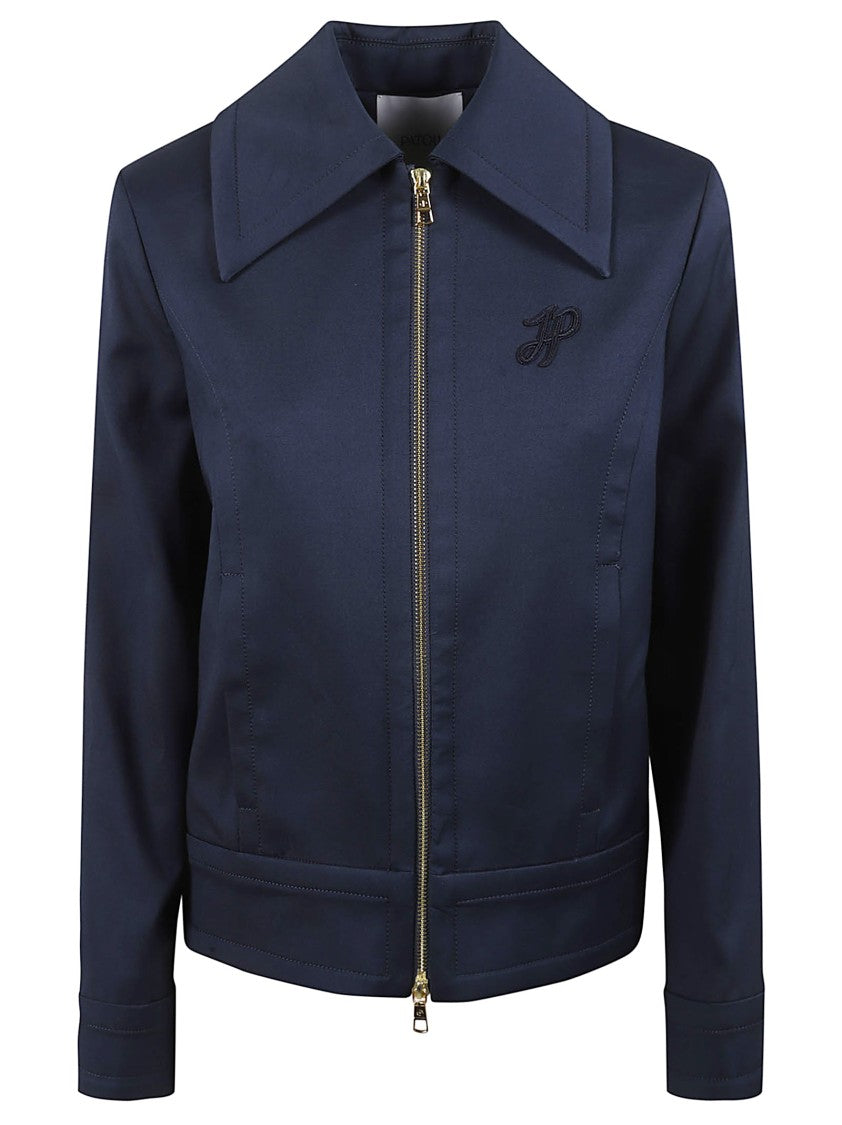 Patou Structured Blue Jacket With Fitted Waist