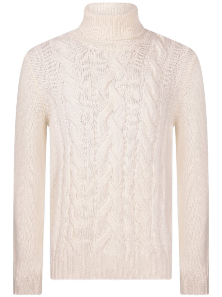 Gran Sasso Three-Ply Cable Knit Turtleneck Sweater In Super Geelong Wool