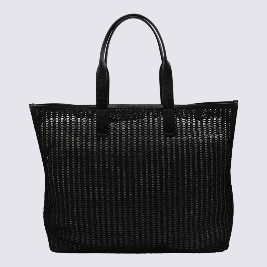 Dolce & Gabbana Structured Black Woven Tote Bag With Sturdy Handles