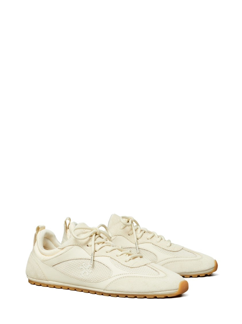 Tory Burch Minimalist Low-Profile Sneakers With Suede And Leather Panels