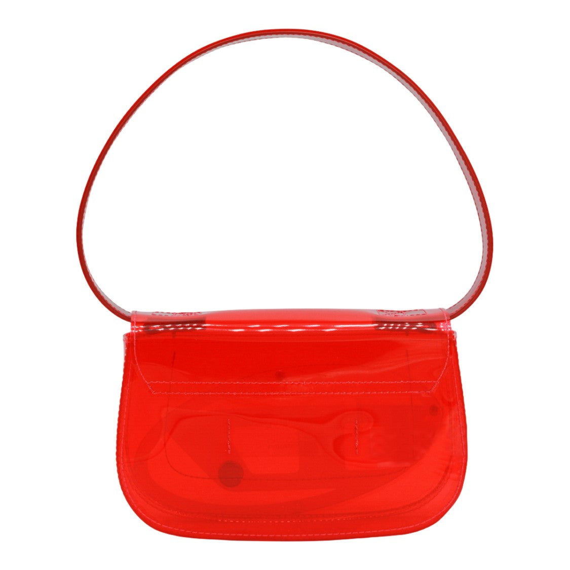 Diesel Translucent Red Shoulder Bag With Glossy Finish