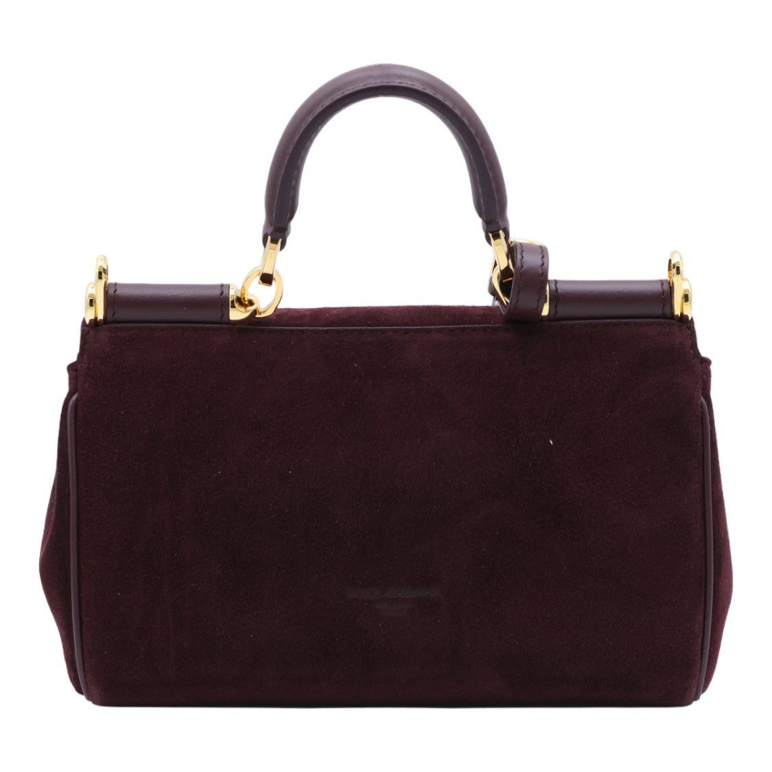 Dolce & Gabbana Structured Handbag In Deep Burgundy Suede With Leather Accents