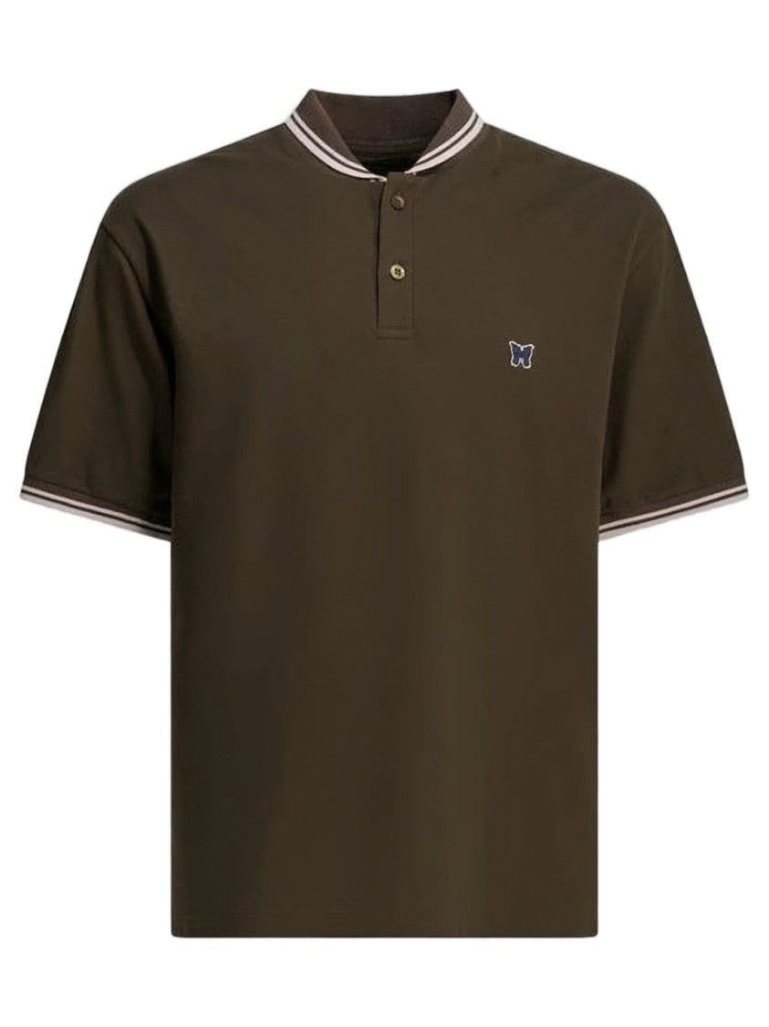 Needles Short-Sleeved Polo Shirt With Ribbed Collar And Embroidered Butterfly