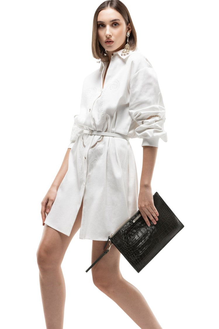 Saiid Kobeisy Perforated Denim Dress