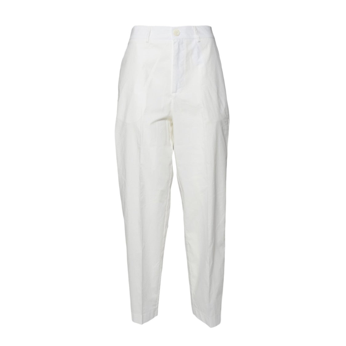 Solotre White Cotton Gabardine Straight Trousers