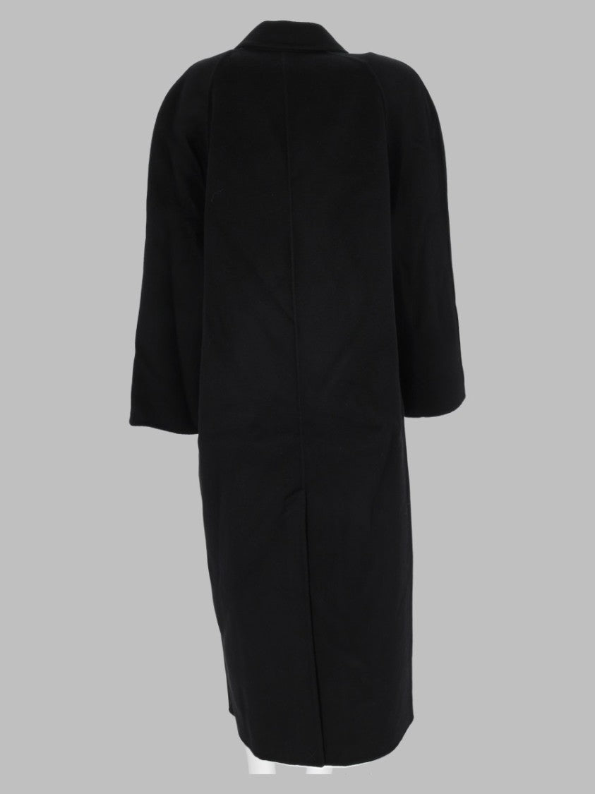 Loulou De Saison Black Long Double-Breasted Wool-Blend Trench Coat