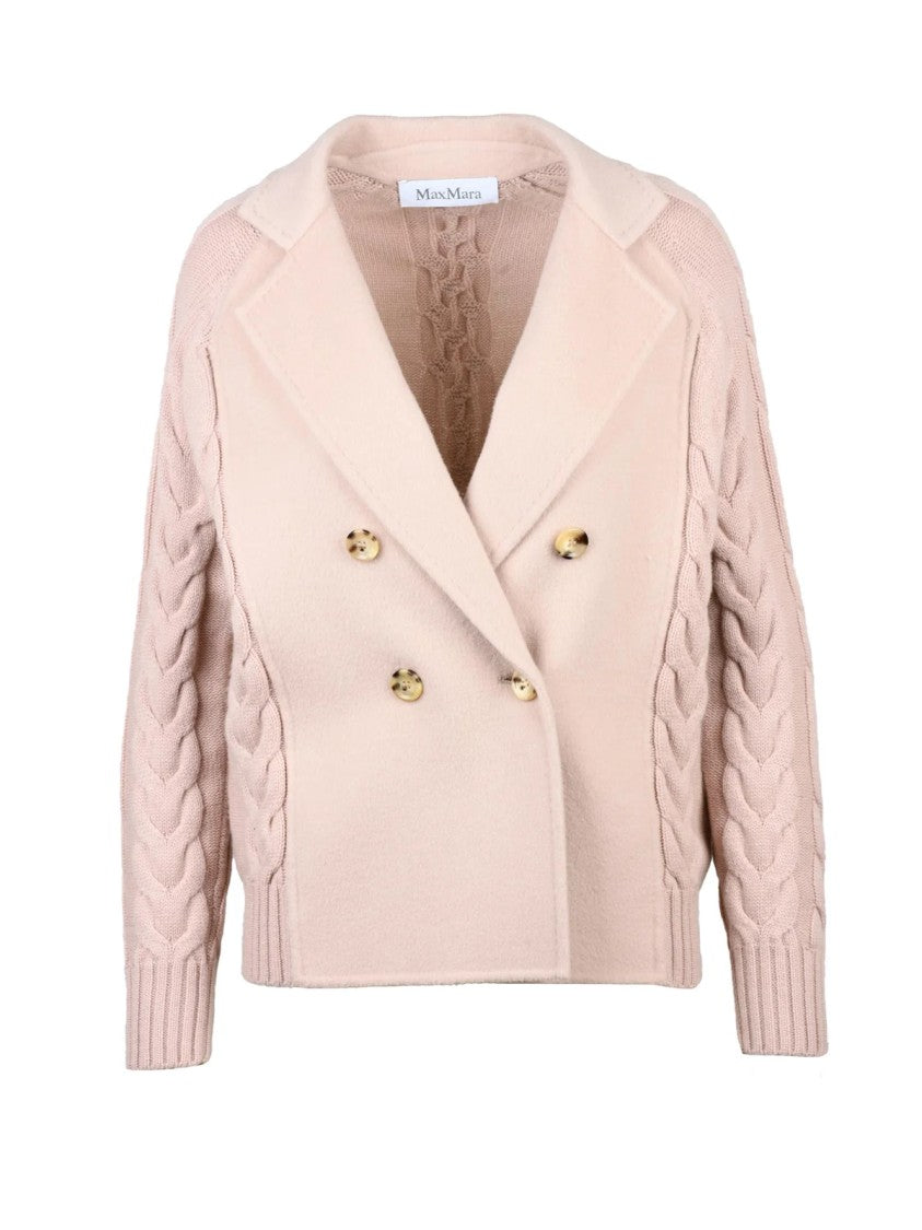 Max Mara Pink Wool-Blend Double-Breasted Jacket