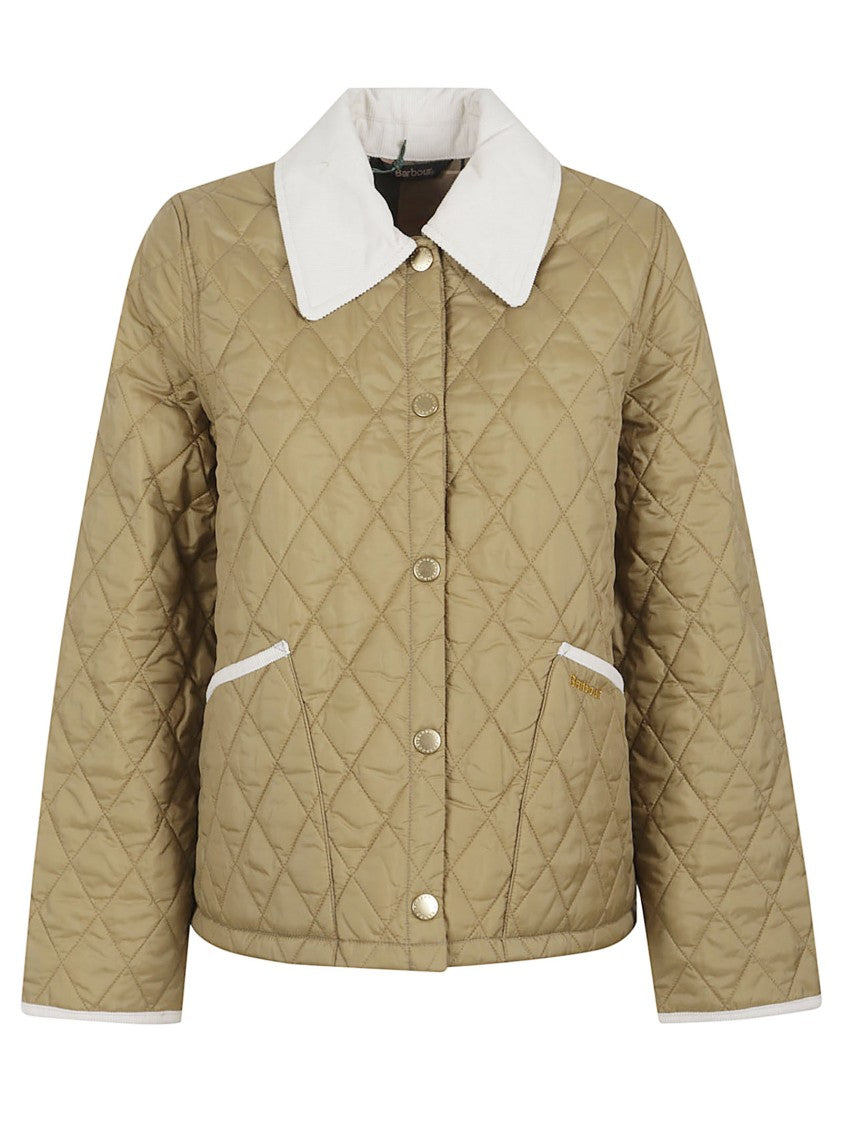 Barbour Cropped Diamond-Quilted Jacket With Velvet Details