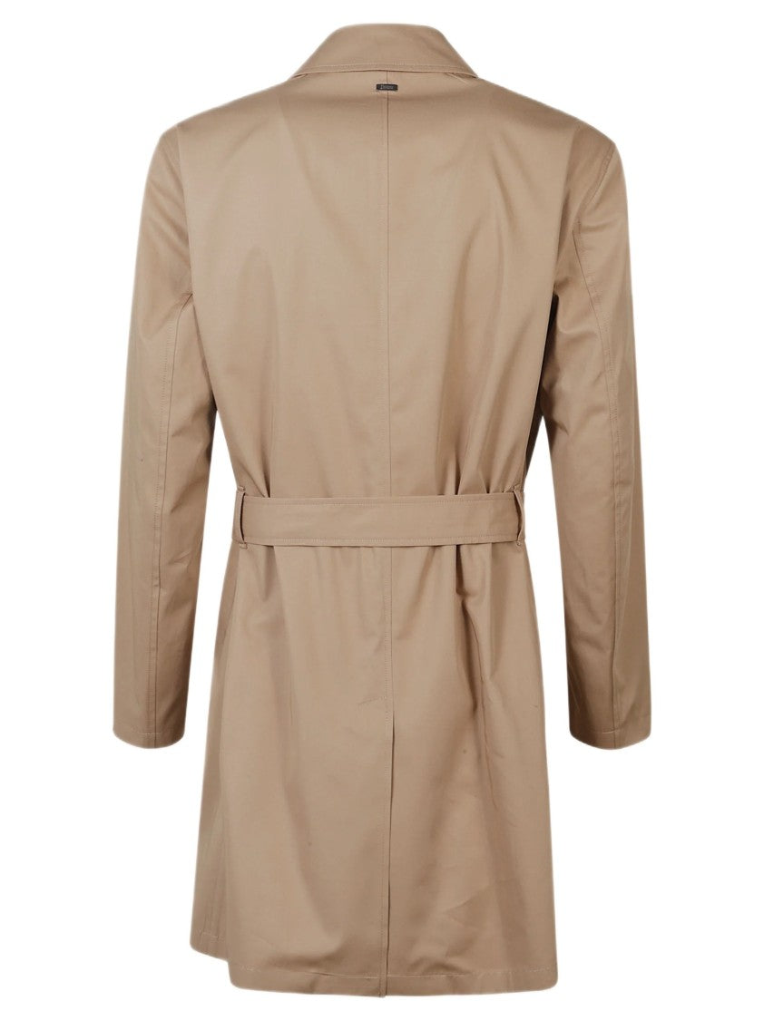 Herno Double-Breasted Camel Trench Coat With Matching Belt