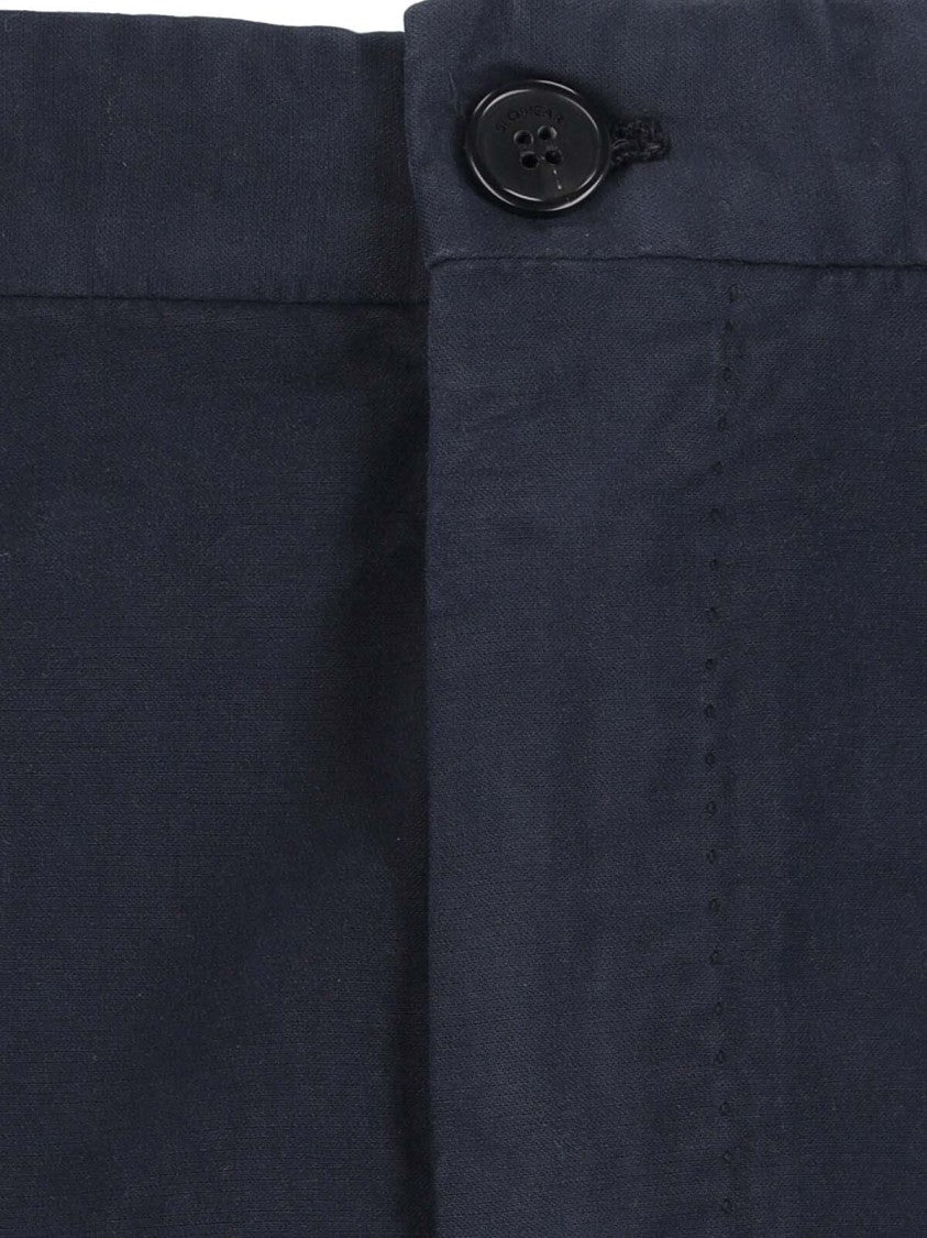 Incotex Navy Chinos With Pleated Front And Classic Straight Leg
