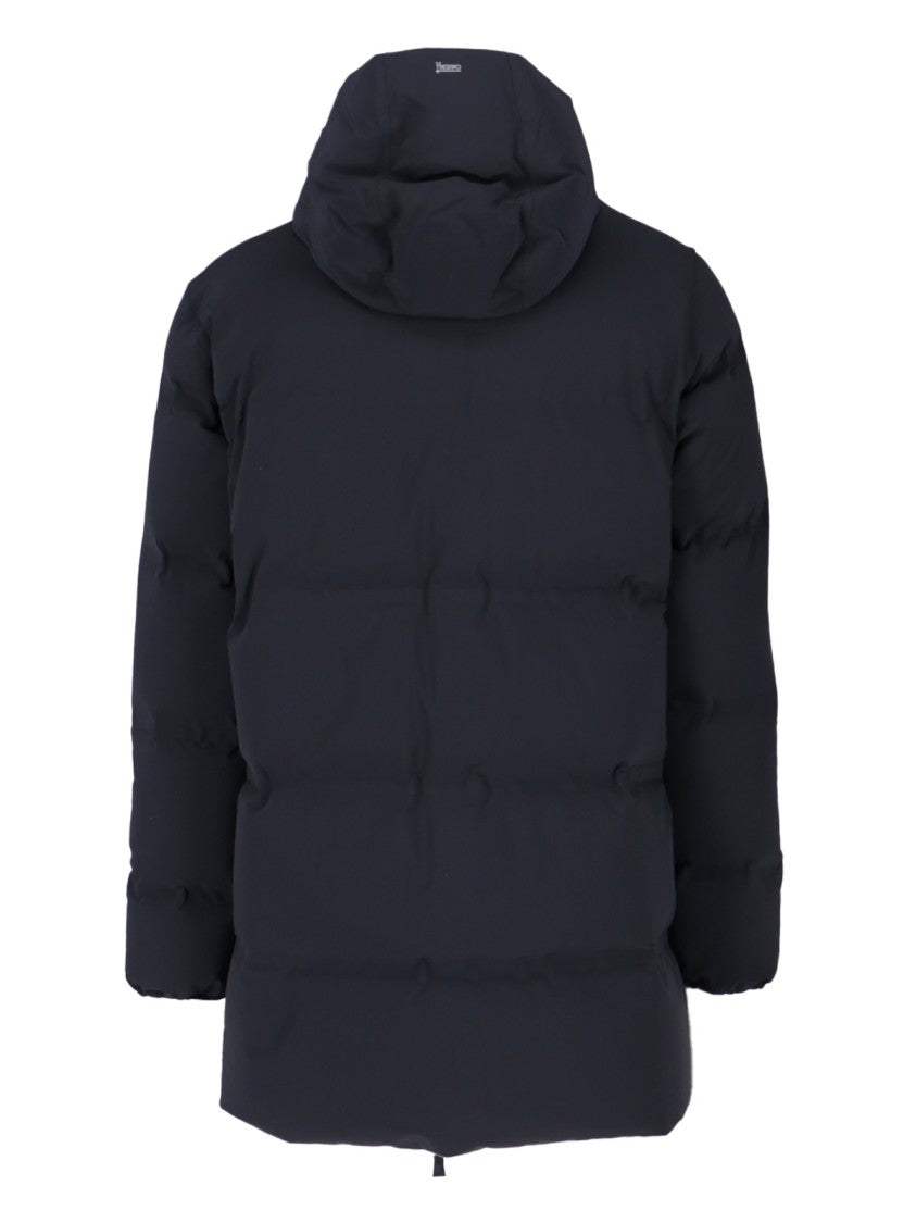 Herno Black Quilted Hooded Zip Jacket