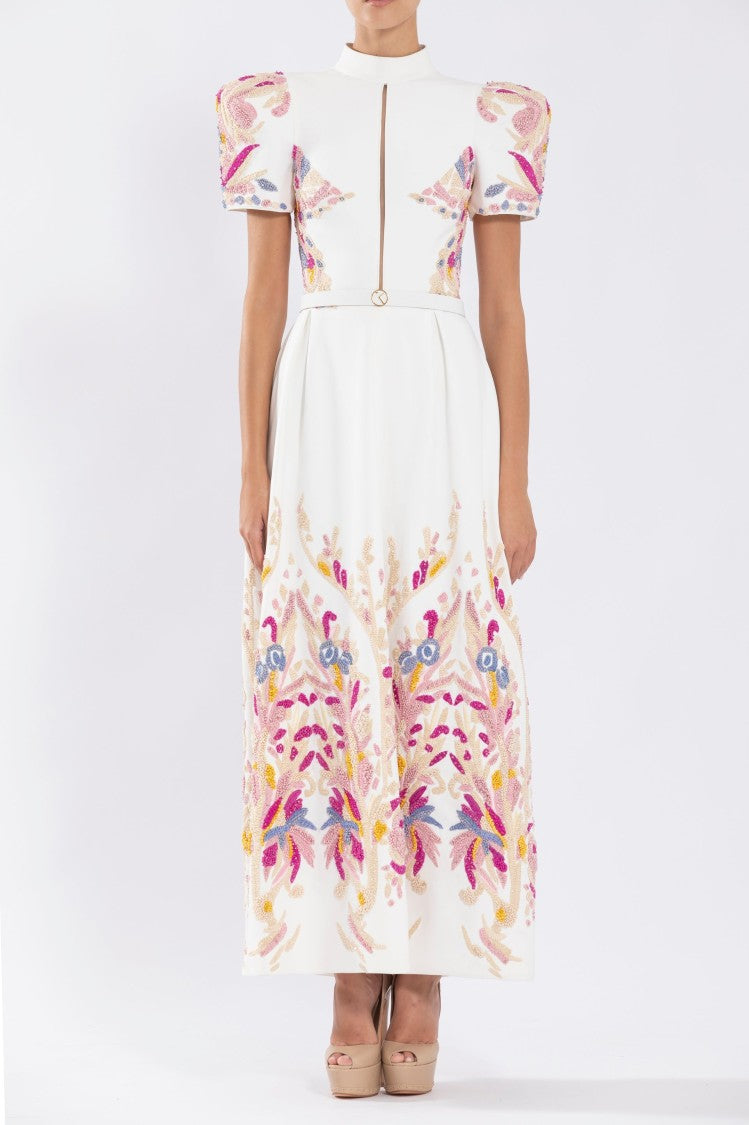 Saiid Kobeisy Crepe Dress With Abstract Beading