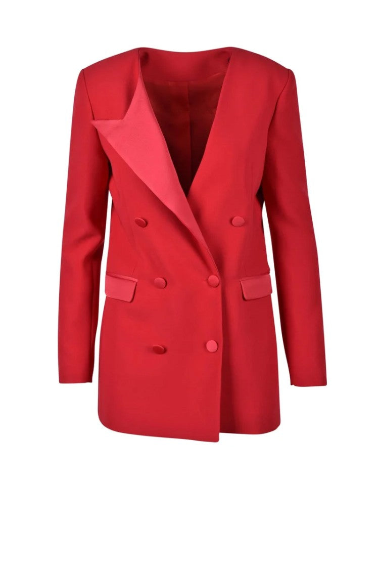 Costume National C. Structured Double-Breasted Red Jacket