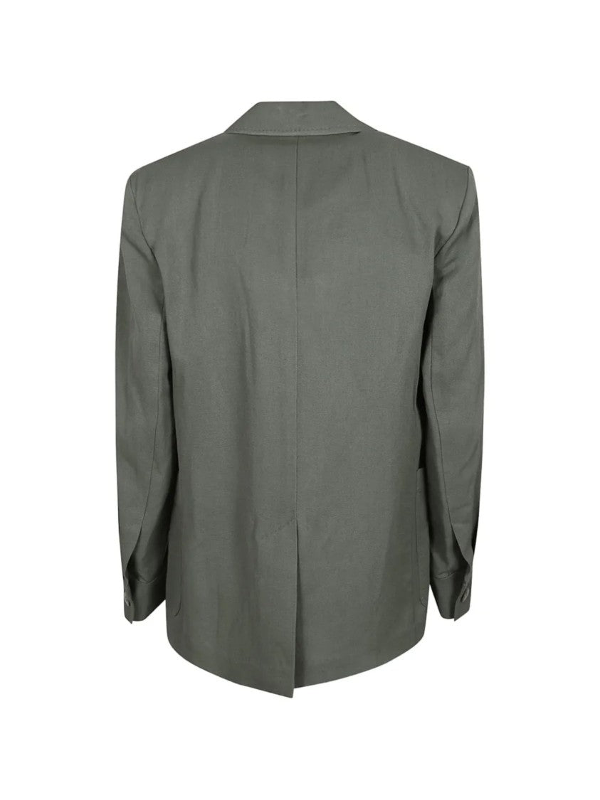 Max Mara Sage Green Lapel Collar Linen Blazer
