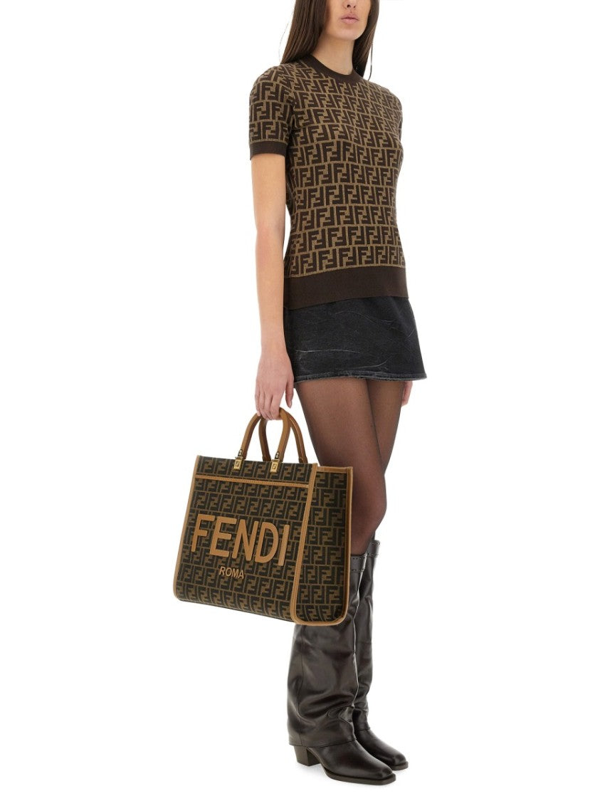 Fendi Ff Slim-Fit Patterned Cotton-Blend Top