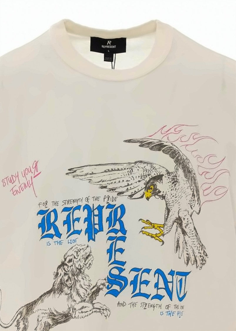 Represent Relaxed-Fit Graphic Print T-Shirt With Unique Lion And Eagle Design