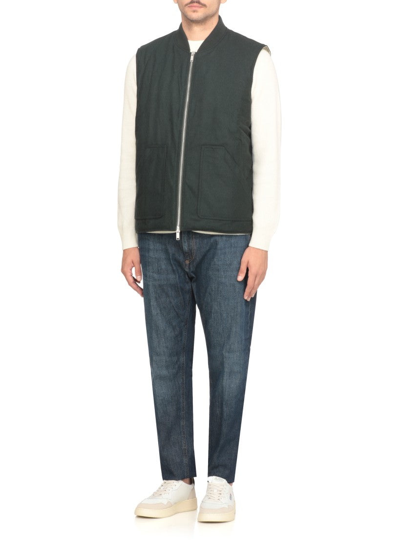 Autry Crewneck Wool Blend Vest With Logo Patch