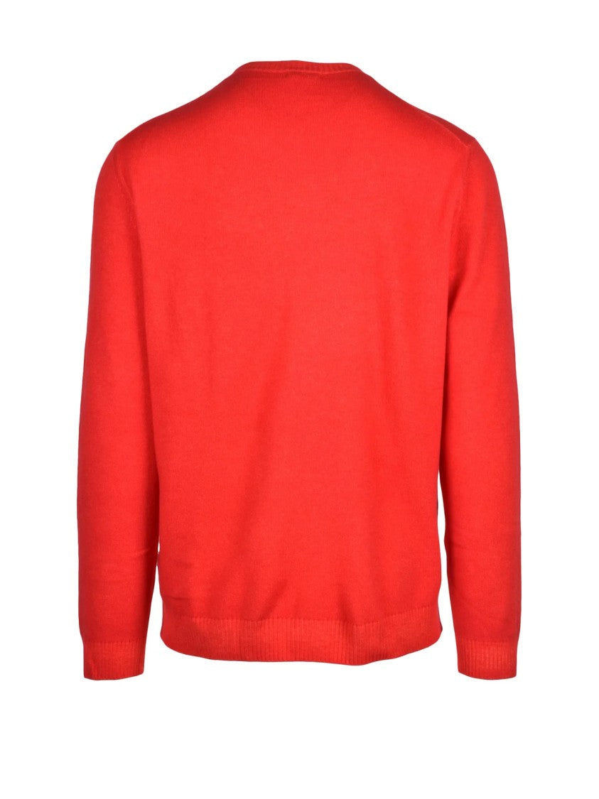 Malo Red Virgin Wool Crewneck Sweater