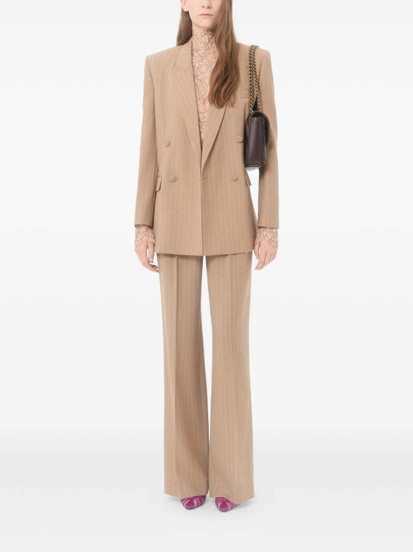 Valentino Double-Breasted Tailored Blazer With Pinstripes And Structured Shoulders