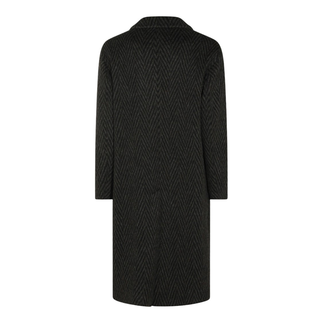 Hevo Tailored Long Coat With Herringbone Pattern