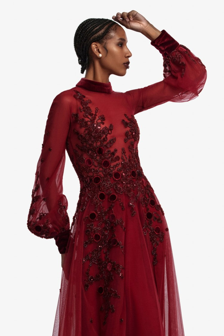 Saiid Kobeisy Embroidered Tulle Dress