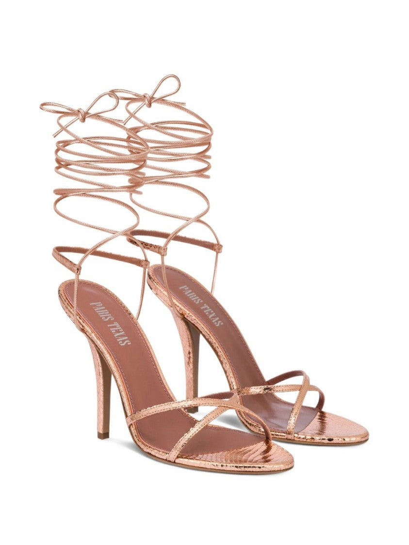 Paris Texas Gold Calfskin Sandals With Stiletto Heel