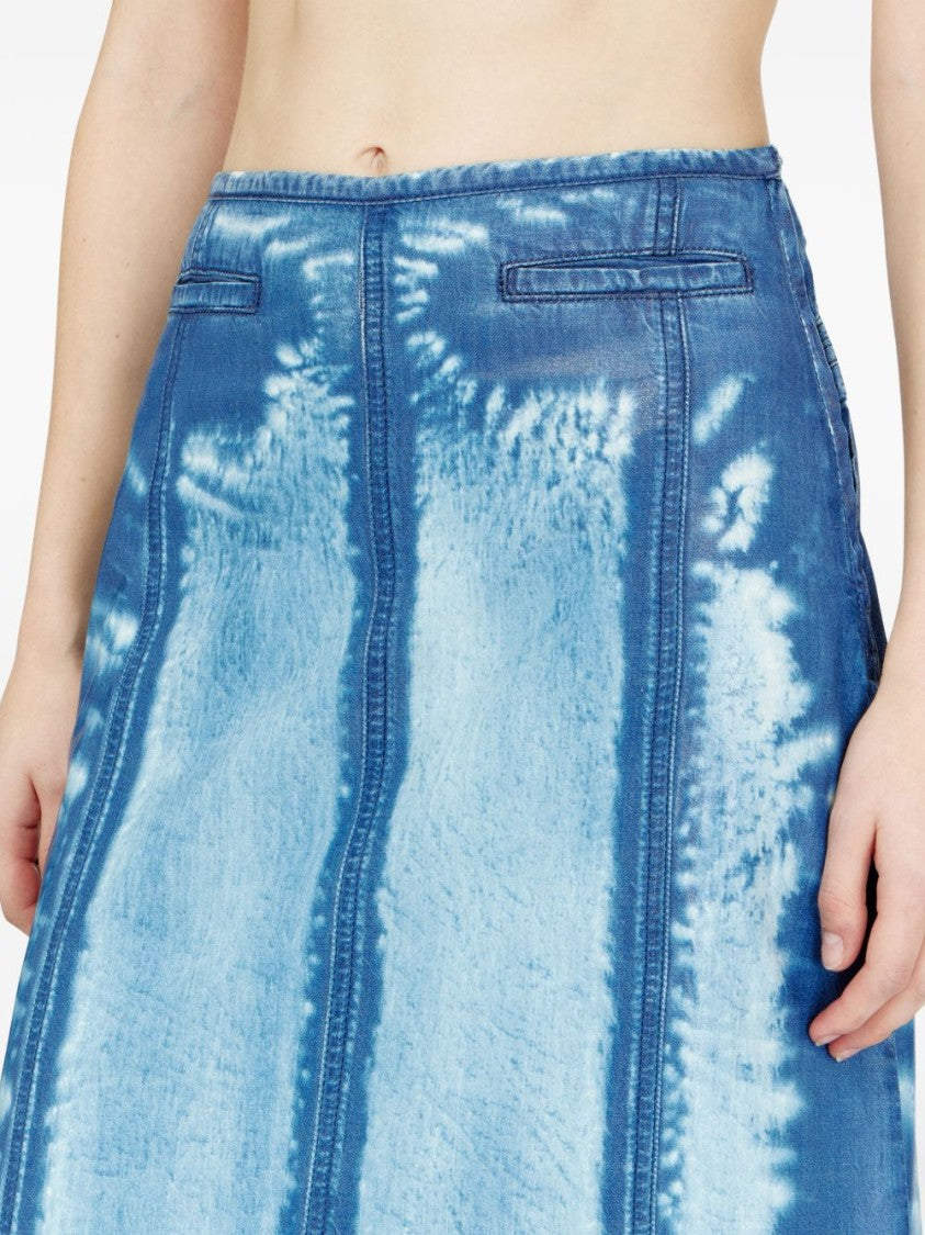 Diesel Tie-Dye Effect Knee-Length Silk And Nylon Skirt