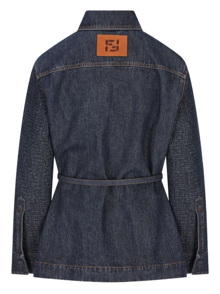 Fendi Dark Denim Jacket With Tailored Waist