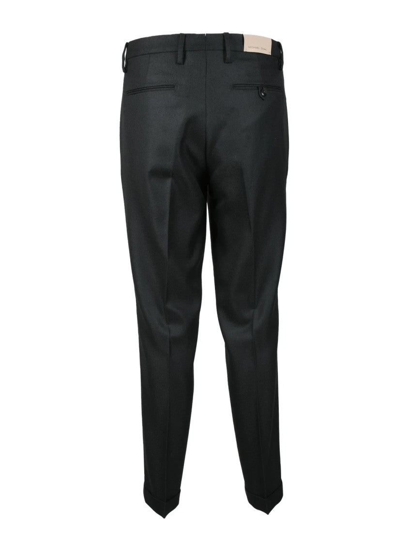 Michael Coal Tailored Black Trousers With Pressed Creases And Clean Front