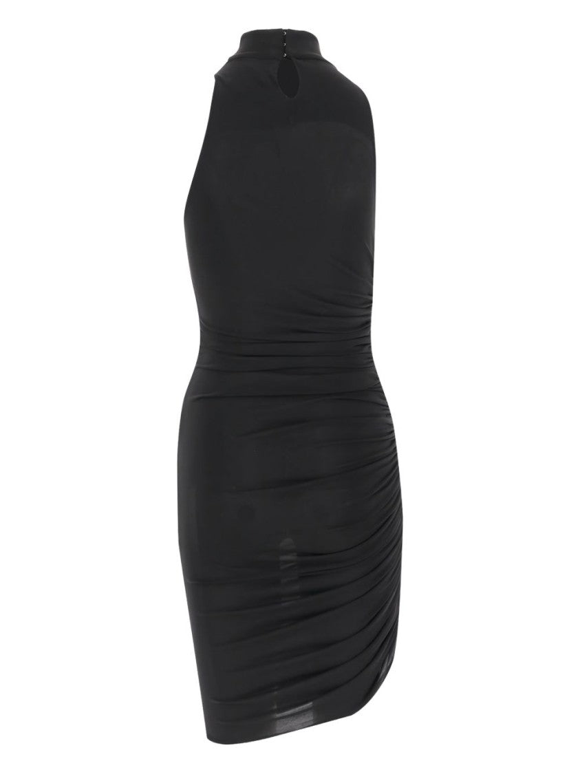 Jacquemus Black High Neck Asymmetric Gathered Dress