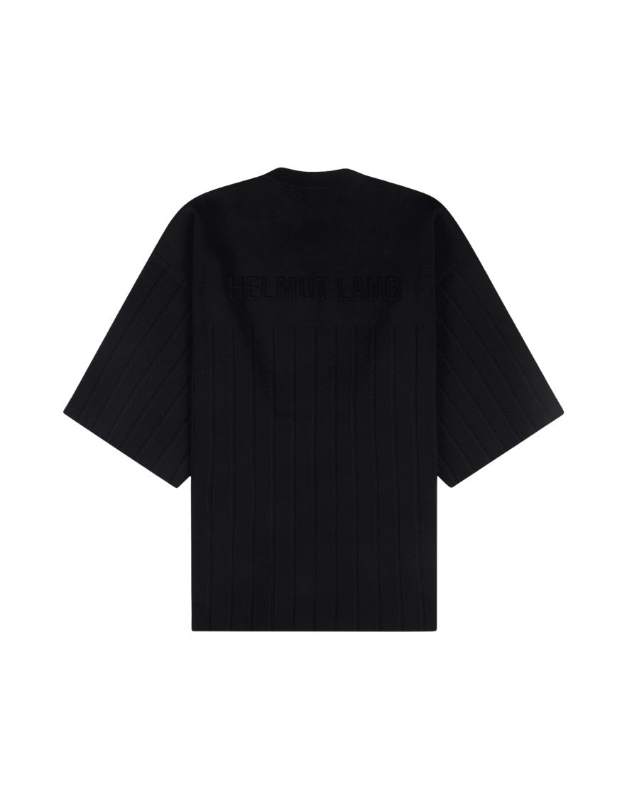Helmut Lang Pleated Black T-Shirt With Relaxed Fit And Subtle Branding