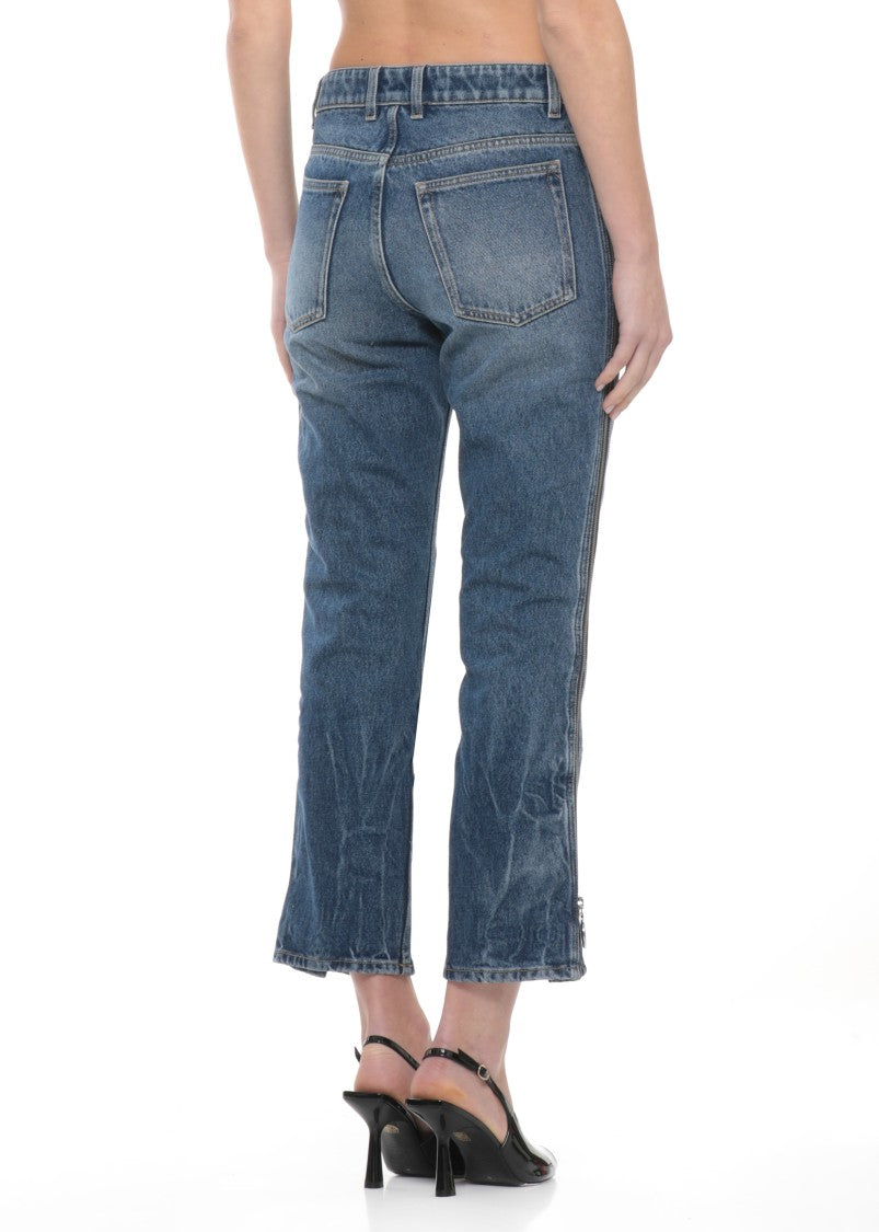 Rabanne Blue Cotton Side-Zip Jeans