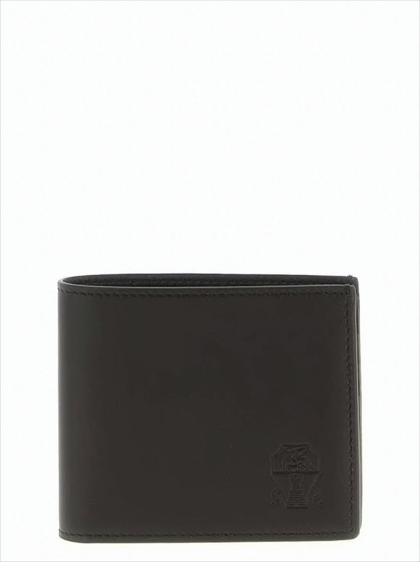 Brunello Cucinelli Sleek Black Bifold Wallet With Embossed Detailing