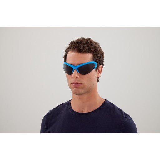 Balenciaga Oversized Blue Acetate Sunglasses With Curved Temples