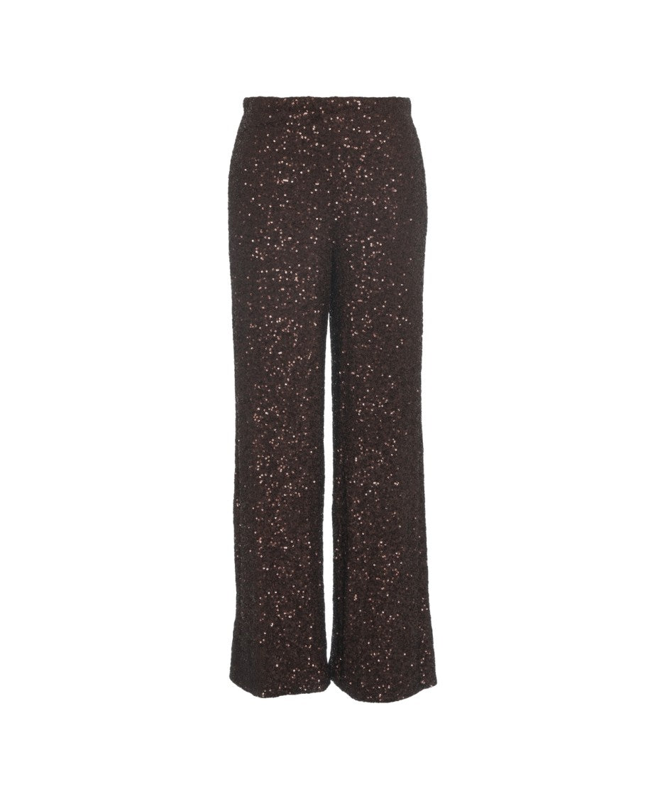 Solotre Flared Sequined Trousers With High Waist Design