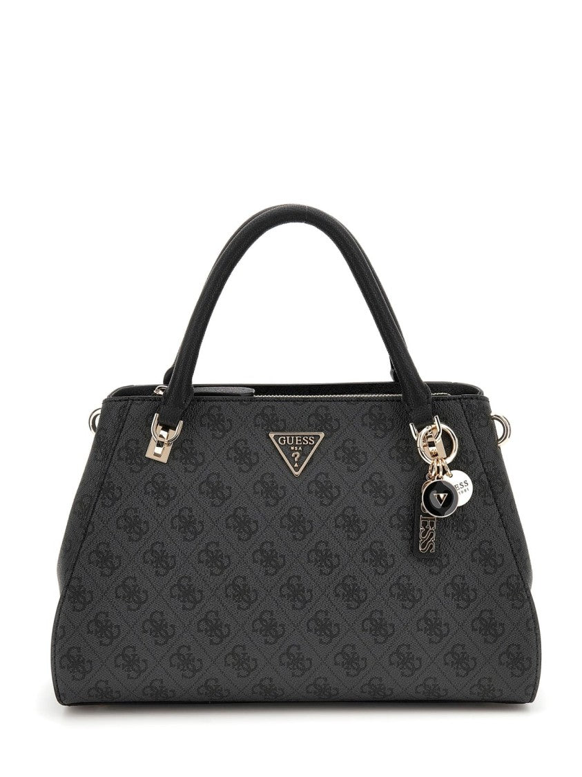 Guess Handbag In Black Logo Canvas