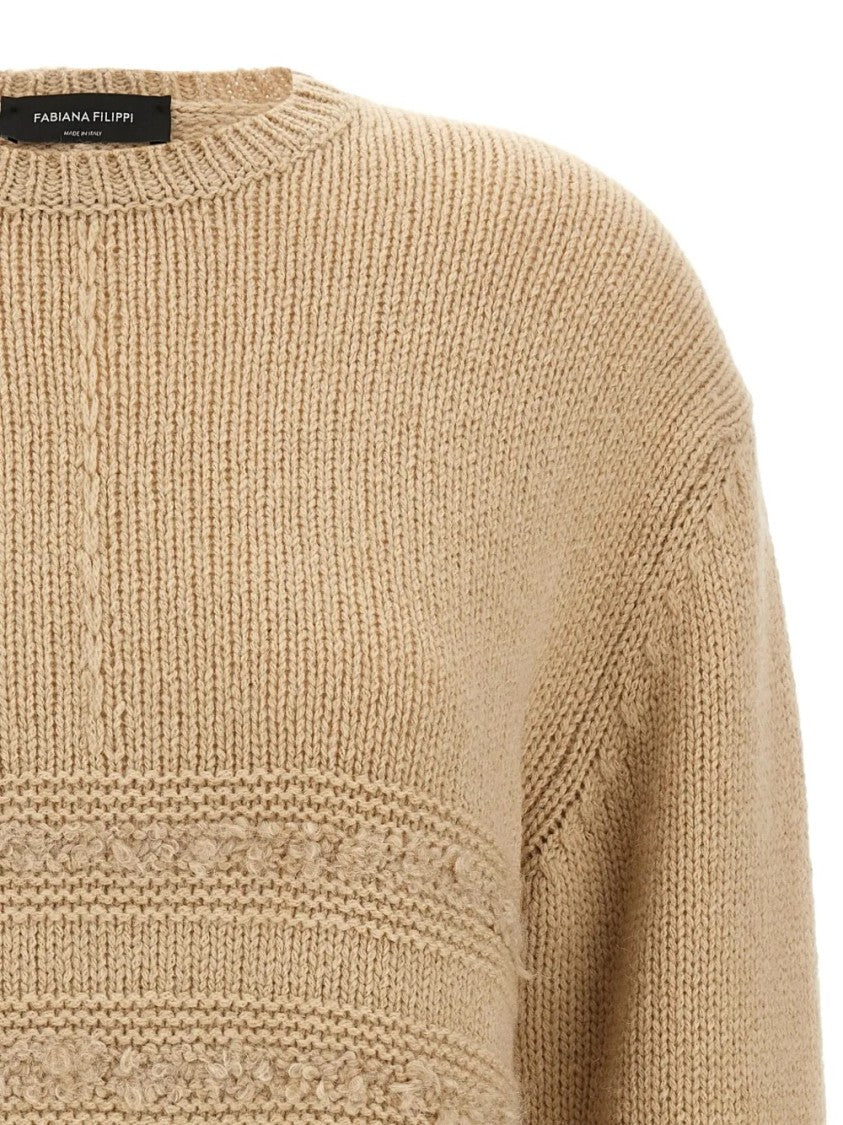 Fabiana Filippi Textured Knitted Sweater With Relaxed Fit And Side Slits