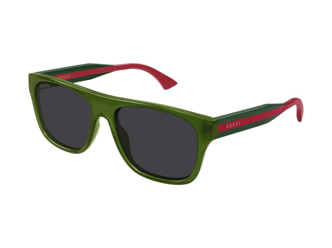Gucci Green Gg2119s Striped Translucent Oversized Square Sunglasses