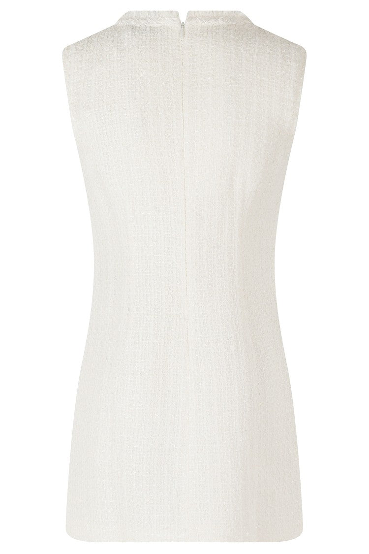 Self-Portrait Cream Boucle Jeweled V-Neck Mini Dress