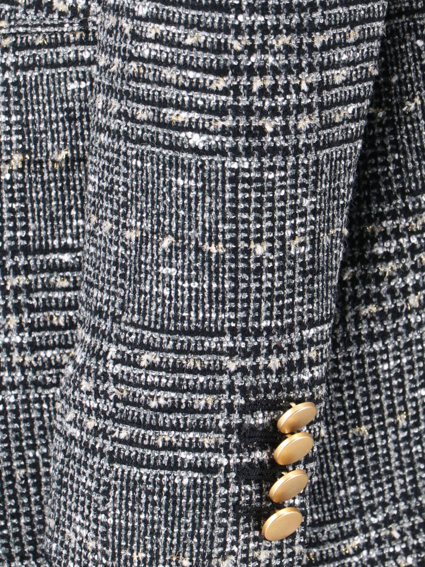 Tagliatore Tailored Double-Breasted Jacket With Textured Plaid Pattern