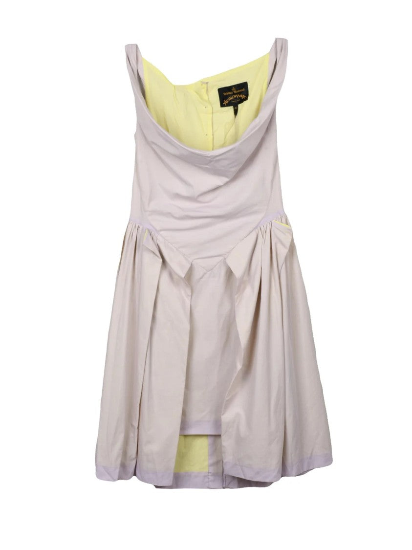 Vivienne Westwood Anglomania Draped Neckline Cotton Sunday Dress With Button Back Closure