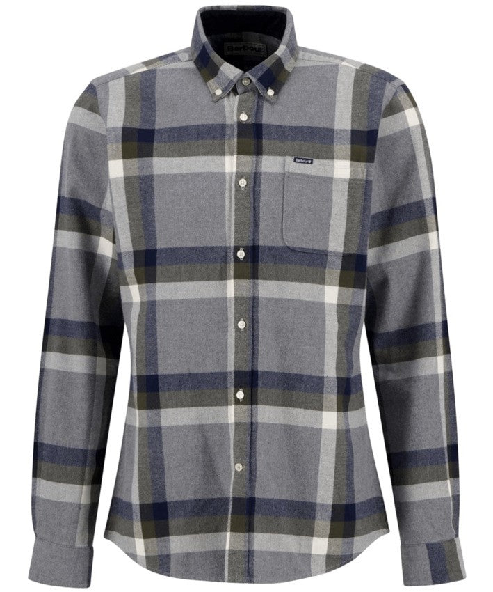 Barbour Button-Down Plaid Shirt In Light Grey