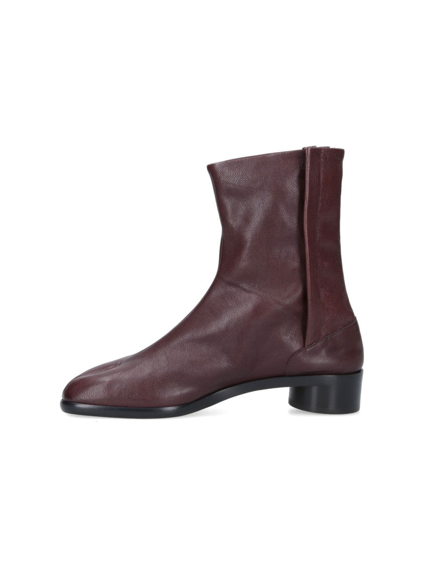 Maison Margiela Ankle-High Split-Toe Brown Leather Boots