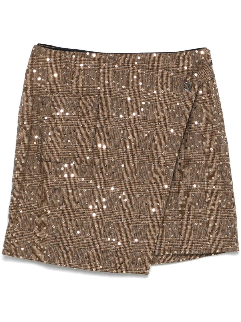 Dkny Sequin Plaid Mini Skirt