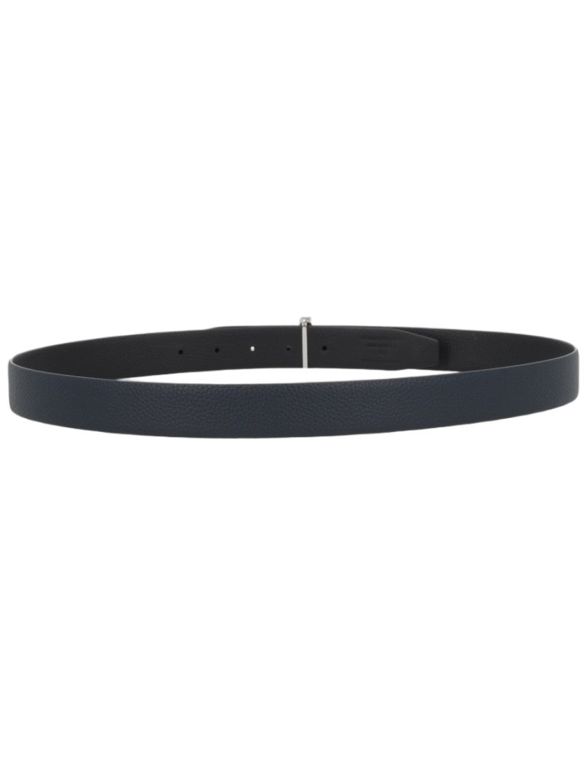 Tom Ford T Icon Narrow Textured Black Calf Leather Belt