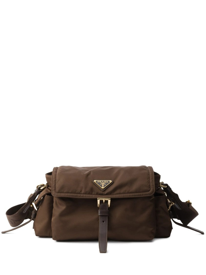 Prada Medium-Sized Structured Shoulder Bag With Leather Accents