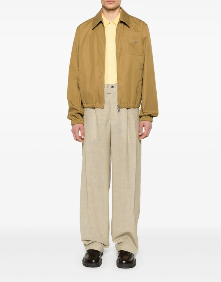 Ami Logo Plaque Twill Bomber Jacket