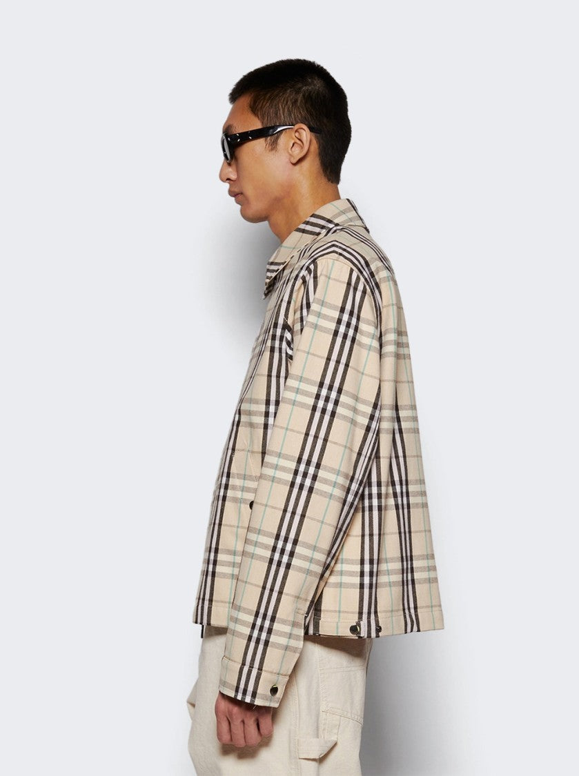 Burberry Check Cotton Harrington Jacket Husk