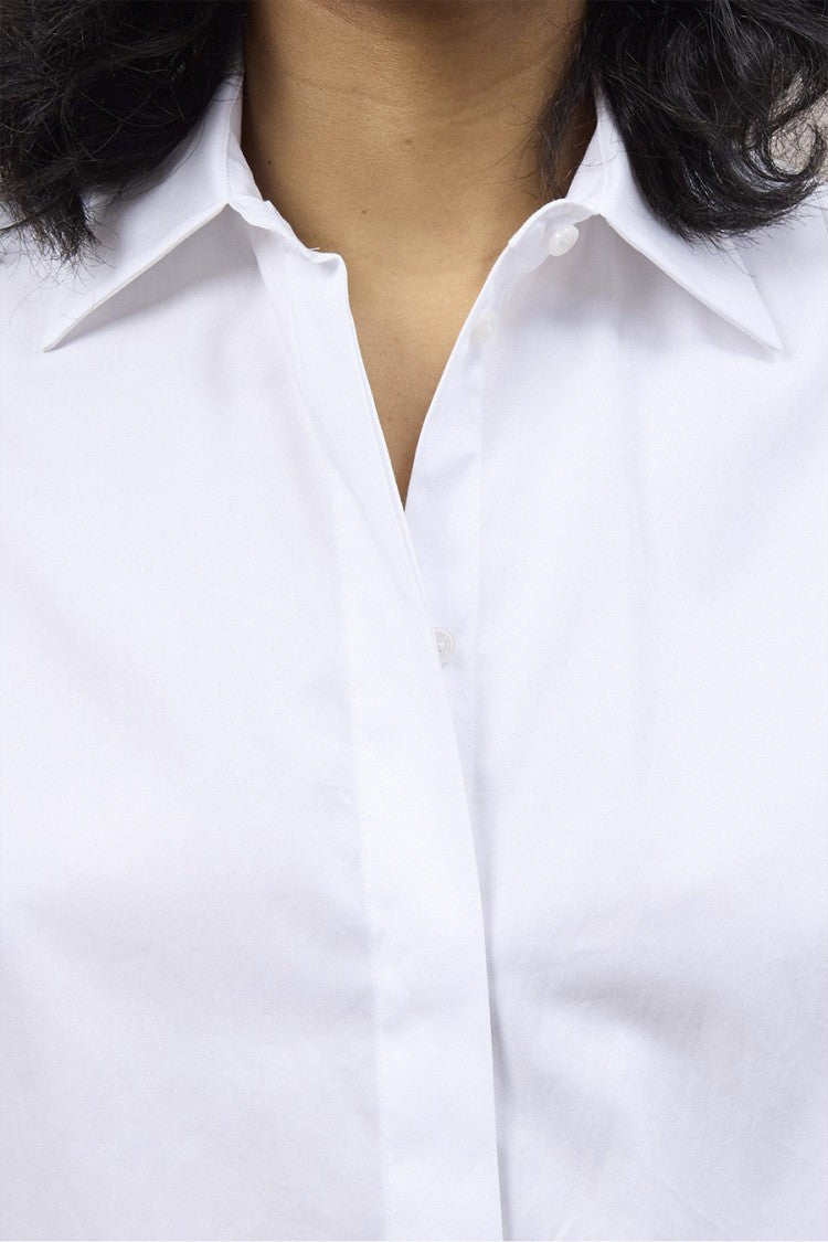 Dondup White Cotton Raw-Hem Oversized Shirt